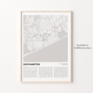 Southampton Map Print, Southampton Travel Map, Southampton Wall Decor Art, Southampton New York, Housewarming Gift