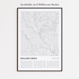 Boulder Creek Map Print, Boulder Creek Travel Map, Boulder Creek Wall Decor Art, Boulder Creek California, Housewarming Gift