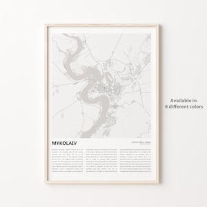 Impresión de mapas de Mykolaiv, mapa de viaje de Mykolaiv, arte de decoración de la pared de Mykolaiv, óblast de Mykolaiv, regalo de inauguración de la casa
