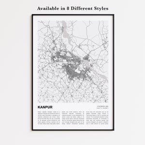 Kanpur Map Print, Kanpur Travel Map, Kanpur Wall Decor Art, Kanpur Uttar Pradesh, Housewarming Gift