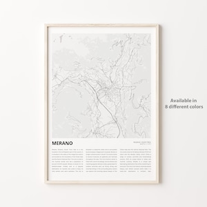 Merano Map Print, Merano Travel Map, Merano Wall Decor Art, Merano South Tyrol, Housewarming Gift