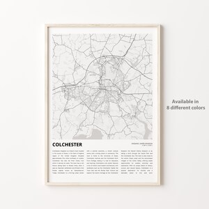 Colchester Map Print, Colchester Travel Map, Colchester Wall Decor Art, Colchester England, Housewarming Gift