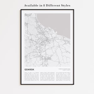 Danzig Karte Drucken, Danzig Karte Druck, Danzig Wand dekor Kunst, Danzig Pommern Karte, Einweihungsgeschenk