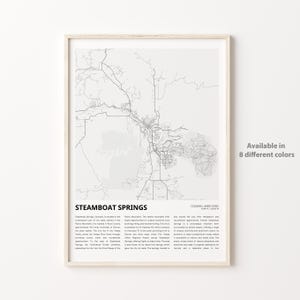 Impression de carte Steamboat Springs, carte de voyage Steamboat Springs, art déco murale Steamboat Springs, Steamboat Springs Colorado, cadeau de pendaison de crémaillère