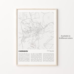 Impresión de mapa de Chernihiv, mapa de viaje de Chernihiv, arte de decoración de pared de Chernihiv, Óblast de Chernihiv, regalo de inauguración de la casa
