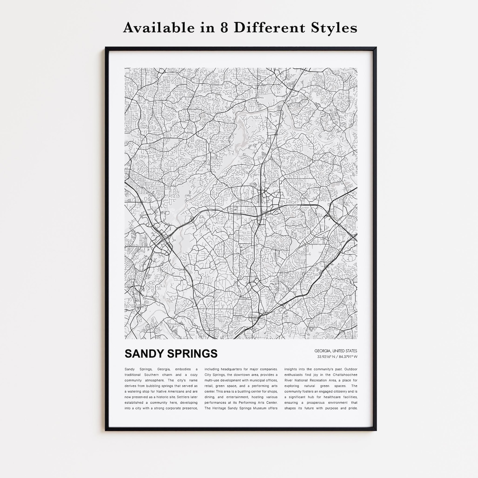 Sandy Springs Map Print Sandy Springs Travel Map Sandy Springs Wall Il Az7r 