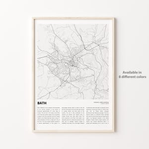 Badkaart afdrukken, reiskaart bad, bad muur decor kunst, bad Engeland, housewarming cadeau gepersonaliseerde kaart poster print