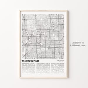 Pembroke Pines kaart afdrukken, Pembroke Pines reiskaart, Pembroke Pines muur decor kunst, Pembroke Pines Florida, housewarming cadeau