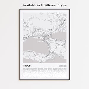 Mapa de Trogir, Mapa turístico de Trogir, Decoración de pared de Trogir, Trogir (Dalmacia), Regalo de inauguración