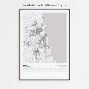 Natal Map Print, Natal Travel Map, Natal Wall Decor Art, Natal Rio Grande do Norte, Housewarming Gift