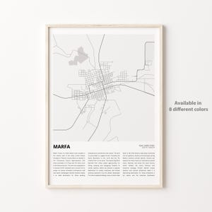 Marfa Map Print, Marfa Travel Map, Marfa Wall Decor Art, Marfa Texas, Housewarming Gift