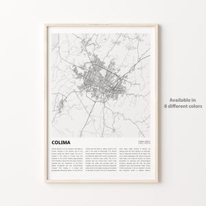 Impresión de mapa de Colima, mapa de viaje de Colima, arte de decoración de pared de Colima, Colima Colima, regalo de inauguración de la casa