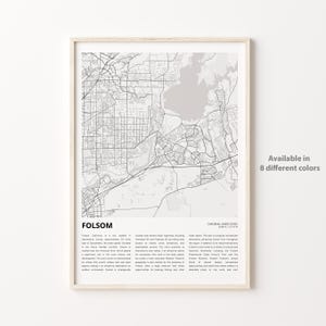 Impresión de mapa de Folsom, mapa de viaje de Folsom, arte de decoración de pared de Folsom, Folsom California, regalo de inauguración de la casa