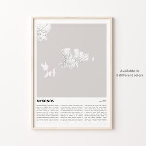 Mykonos Karte, Druck, Wand-Dekor-Kunst, Housewarming Geschenk