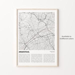 Argenteuil Map Print, Argenteuil Map Print, Argenteuil Wanddekor Kunst, Argenteuil Val-d'Oise, Housewarming Geschenk