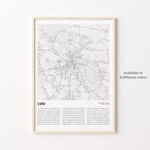 Lviv-kaartafdruk, Lviv-reiskaart, Lviv-muurdecoratiekunst, Lviv-oblast Lviv, housewarmingcadeau