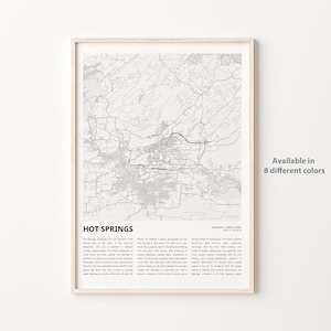Impression de carte de sources chaudes, carte de voyage de sources chaudes, art déco murale sources chaudes, sources chaudes de l'Arkansas, cadeau de pendaison de crémaillère