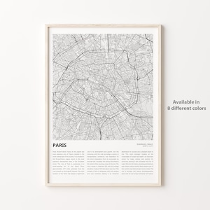 Paris Karte, Paris Karte, Paris Wanddekor, Paris Ile-de-France, Housewarming Geschenk