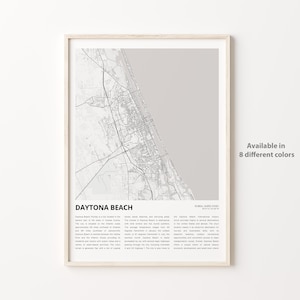 Daytona Beach-kaartafdruk, Daytona Beach-reiskaart, Daytona Beach-muurdecoratiekunst, Daytona Beach Florida, housewarmingcadeau