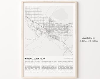 Grand Junction Map Print, Grand Junction Reisekarte, Grand Junction Wand dekor Kunst, Grand Junction Colorado, Housewarming Geschenk