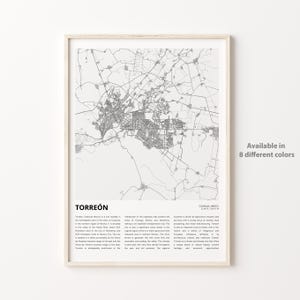 Impresión de mapas de Torreón, Mapa de viaje de Torreón, Arte de decoración de pared de Torreón, Torreón Coahuila, Regalo de bienvenida
