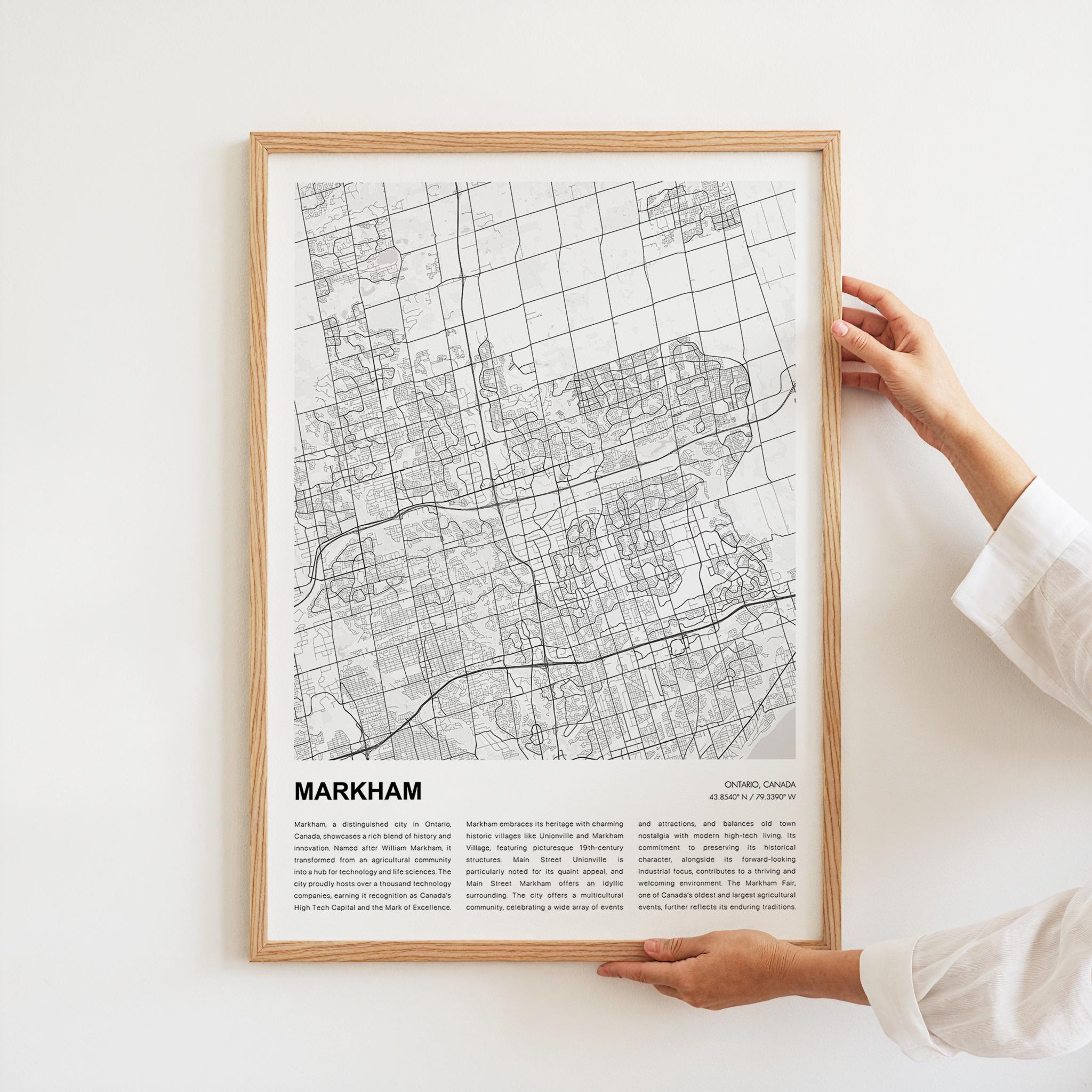 Markham Map Print, Markham Travel Map, Markham Wall Decor Art, Markham ...