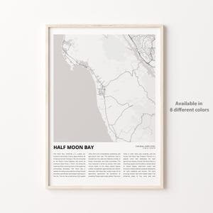 Half Moon Bay Karte, Halbmond Bay Reisekarte, Halbmond Bay Wanddekor Kunst, Halbmond Bay Kalifornien, Einweihungsparty Geschenk
