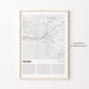 Impresión de mapa de Truckee, mapa de viaje de Truckee, arte de decoración de pared de Truckee, Truckee California, regalo de inauguración de la casa