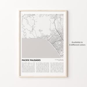 pazifische Palisades Karte Druck, pazifische Palisades Reisekarte, pazifische Palisades-Wanddekor-Kunst, pazifische Palisades Los Angeles
