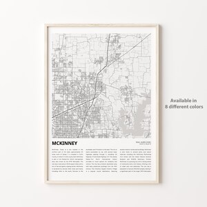 McKinney Map Print, McKinney Travel Map, McKinney Wall Decor Art, McKinney Texas, Housewarming Gift