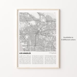 Los Angeles Map Print, Los Angeles Travel Map, Los Angeles Wall Decor Art, Los Angeles California, Housewarming Gift