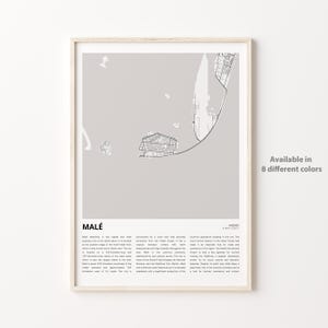 Impression de carte de Malé, carte de voyage de Malé, art déco murale Malé, Malé, cadeau de pendaison de crémaillère