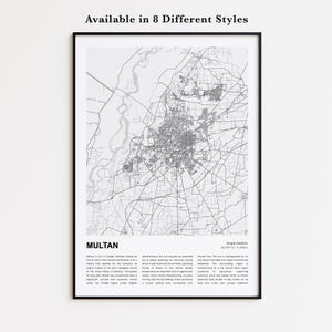 Multan Map Print, Multan Travel Map, Multan Wall Decor Art, Multan Punjab, Housewarming Gift