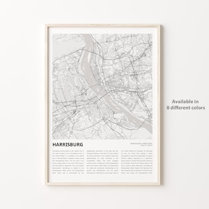 Harrisburg Map Print, Harrisburg Travel Map, Harrisburg Wall Decor Art, Harrisburg Pennsylvania, Housewarming Gift