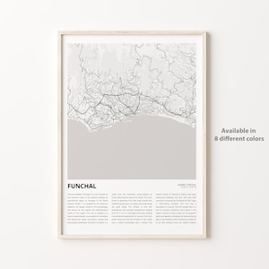Funchal Map Print, Funchal Travel Map, Funchal Wall Decor Art, Funchal Madeira, Housewarming Gift