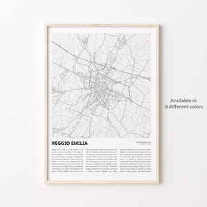 Impresión de mapa de Reggio Emilia, mapa de viaje de Reggio Emilia, arte de decoración de pared de Reggio Emilia, Reggio Emilia Reggio Emilia, regalo de inauguración de la casa