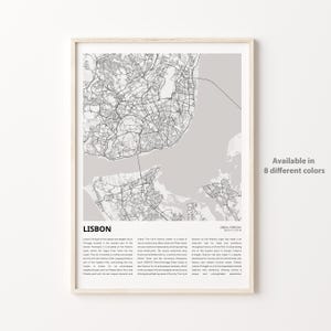 Lisbon Map Print, Lisbon Travel Map, Lisbon Wall Decor Art, Lisbon Lisbon, Housewarming Gift