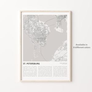 St. Petersburg kaart print, St. Petersburg reiskaart, St. Petersburg Wall Decor Art, St. Petersburg, Florida, housewarming cadeau