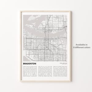 Bradenton-kaartafdruk, Bradenton-reiskaart, Bradenton-muurdecoratiekunst, Bradenton, Florida, housewarmingcadeau