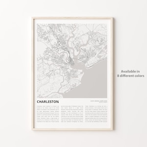 Charleston Map Print, Charleston Travel Map, Charleston Wall Decor Art, Charleston South Carolina, Housewarming Gift