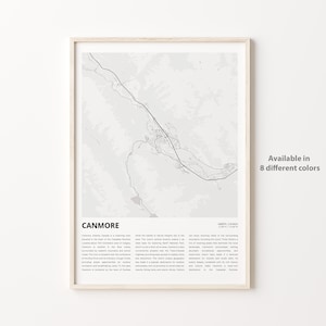 Canmore Map Print, Canmore Travel Map, Canmore Wall Decor Art, Canmore Alberta, Housewarming Gift