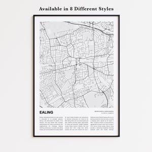 Ealing Map Print, Ealing Travel Map, Ealing Wall Decor Art, Ealing Greater London, Housewarming Gift