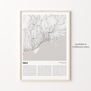 Belle impression de carte, belle carte de voyage, belle décoration murale, Nice Alpes-Maritimes, cadeau de pendaison de crémaillère