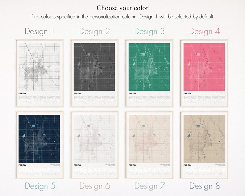Fargo Map Print, Fargo Travel Map, Fargo Wall Decor Art, Fargo North Dakota, Housewarming Gift image 2
