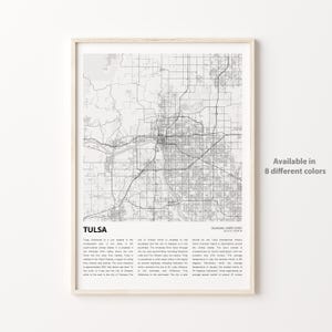 Tulsa Map Print, Tulsa Travel Map, Tulsa Wall Decor Art, Tulsa Oklahoma, Housewarming Gift