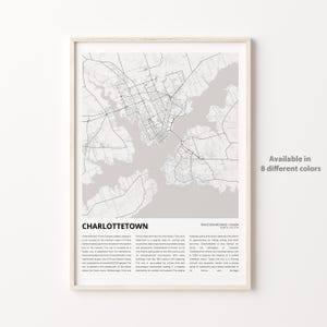 Impresión de mapa de Charlottetown, mapa de viaje de Charlottetown, arte de decoración de pared de Charlottetown, Charlottetown Isla del Príncipe Eduardo, regalo de inauguración de la casa