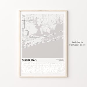 Impression de carte Orange Beach, carte de voyage Orange Beach, Art de décoration murale Orange Beach, Orange Beach Alabama, cadeau de pendaison de crémaillère