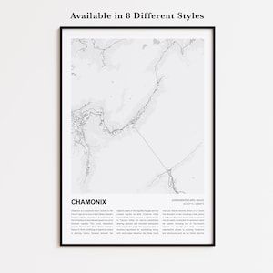 Chamonix Map Print, Chamonix Travel Map, Chamonix Wall Decor Art, Chamonix Auvergne-Rhône-Alpes, Housewarming Gift