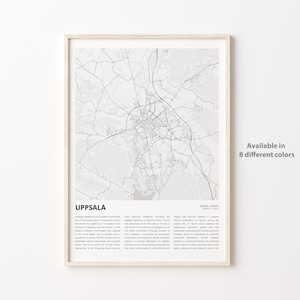 Impresión de mapas de Upsala, Mapa de viaje de Upsala, Arte de decoración de pared de Upsala, Upsala Upsala, Regalo de bienvenida