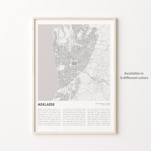 Adelaide Map Print, Adelaide Travel Map, Adelaide Wall Decor Art, Adelaide South Australia, Housewarming Gift map poster